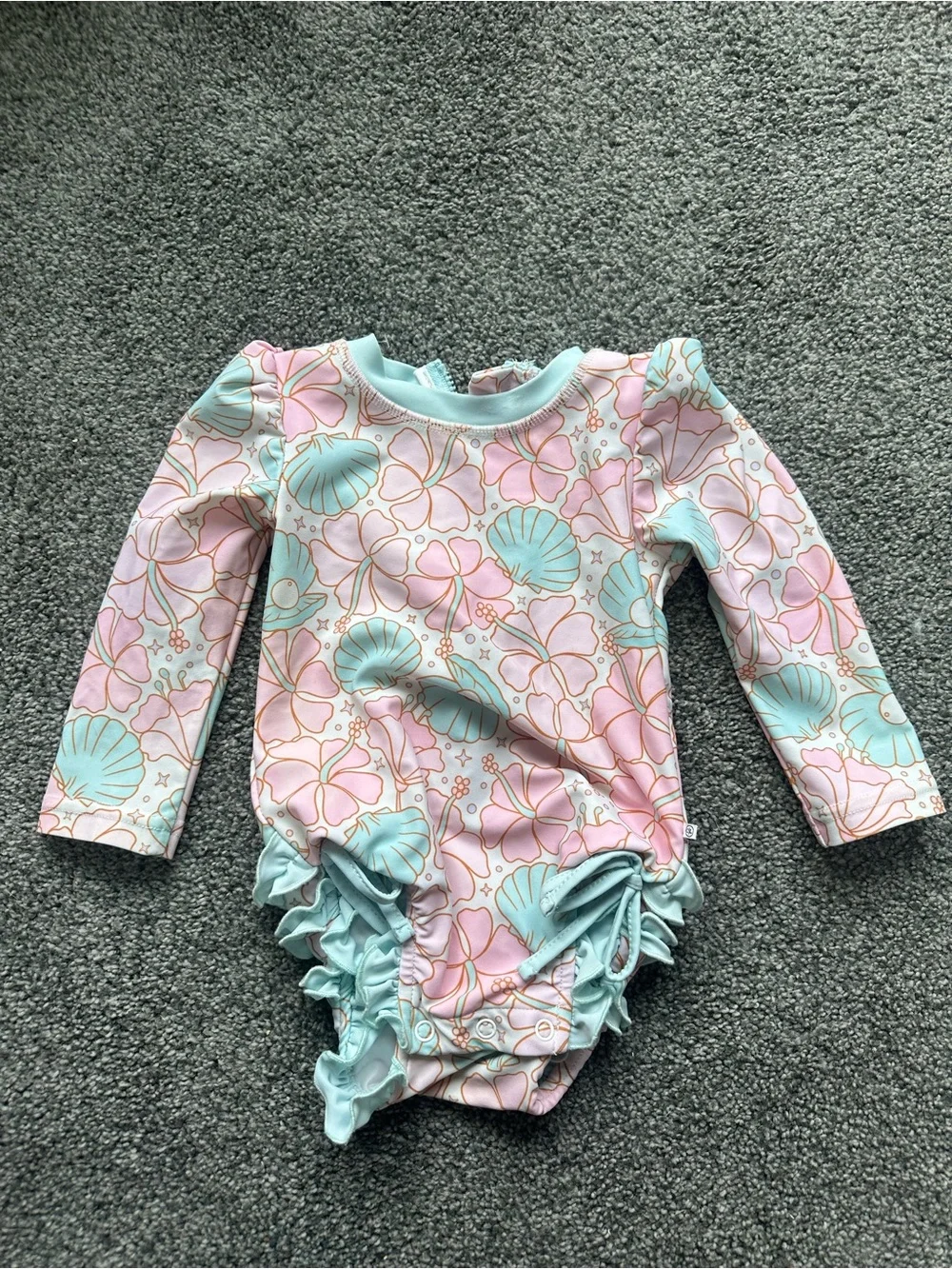 Infant Rash Guard Swimsuit - Pink & Light Blue Floral